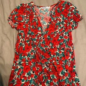 Zara tie v-neck floral top